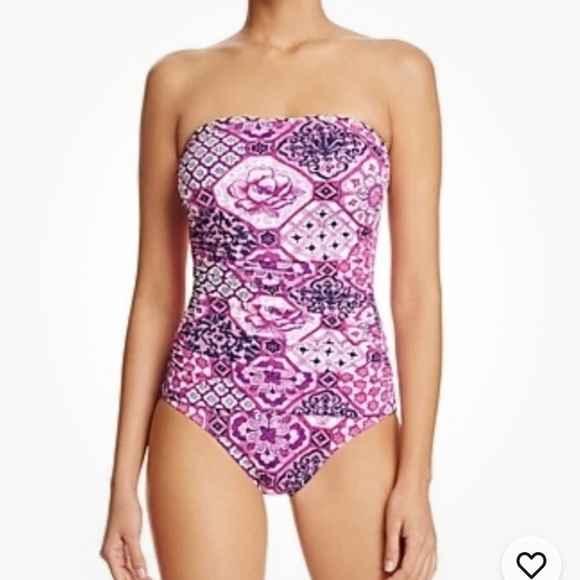 Tommy Bahama 262915 Women Tiles Of Tropic Wire-free Bandeau One-piece Size 4 - Picture 1 of 5